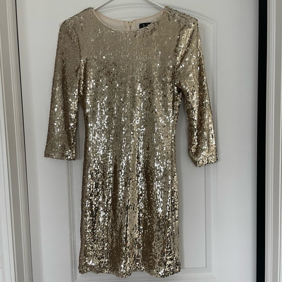Lulus Pass the Champagne Light Gold Sequin Bodycon Dress (XS) - Picture 6 of 7